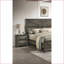 Ensemble de mobilier de chambre à coucher, grand lit de ferme 3 pièces avec 2 tables de chevet | Gris ardoise | Bois d'ingénierie, métal