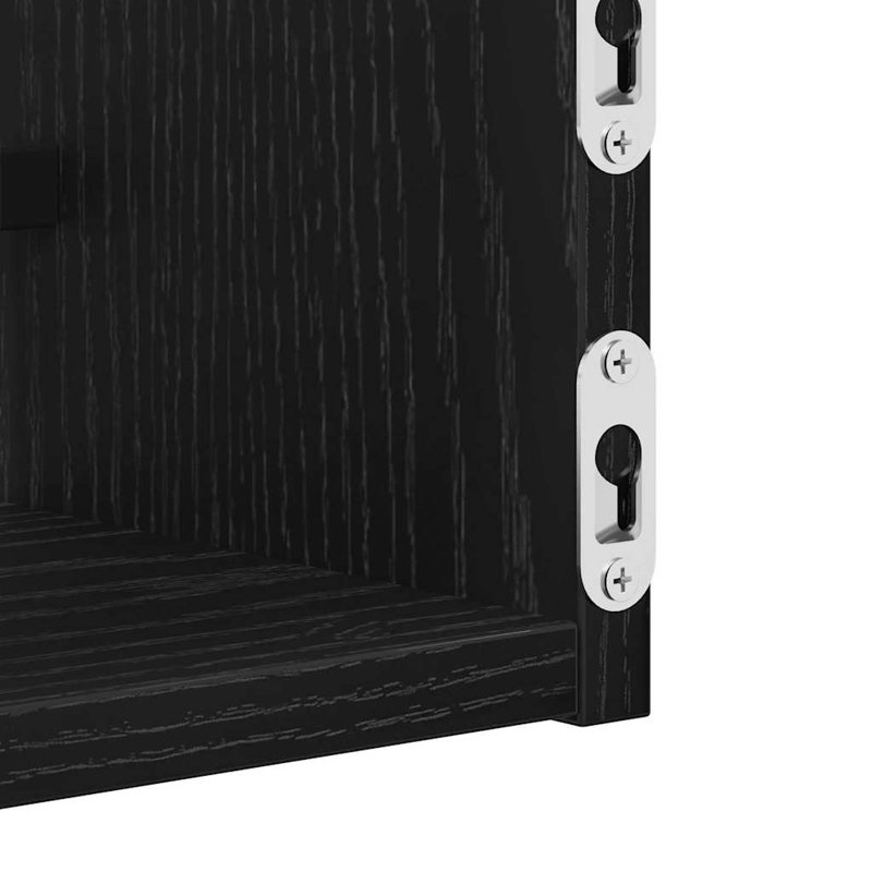 Wall Shelf 2 Pcs Engineered Wood, 14cm H x 80cm W x 16cm D, Black Oak