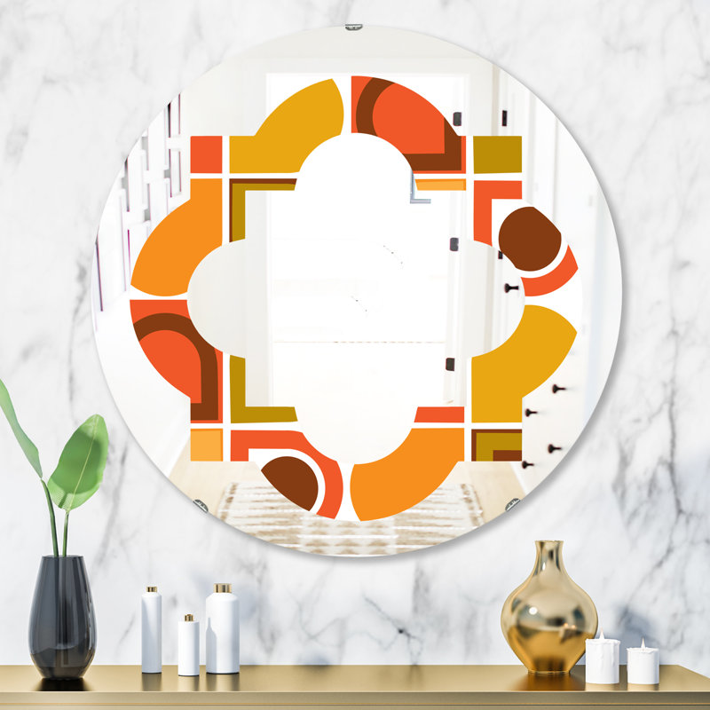 Miroir mural moderne à motif géométrique abstrait quadrilobe VI, 23,6 po x 23,6 po