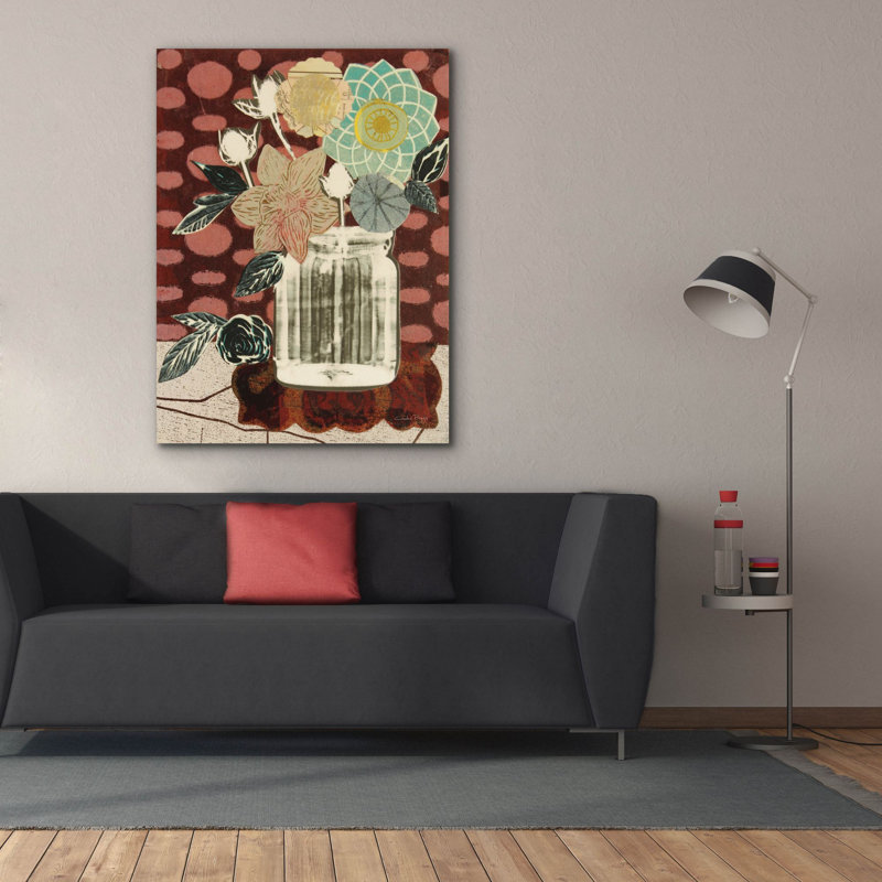 «Floral Fling I Cream» par Candra Boggs, art mural sur toile, H 54 po x l 40 po x P 1,5 po