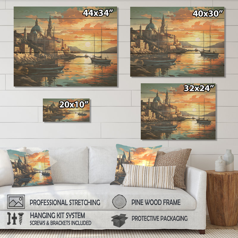 Italian Hidden Gems Coastline Sunset I - Italy Landscape On Wood Print, 30" H x 40" W x 0.78" D