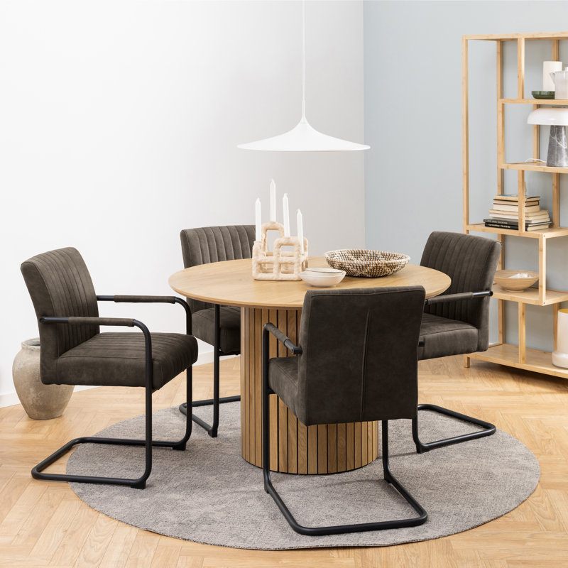 Annamarie 52.5cm H Upholstered Cantilever Chair, Grey Fabric