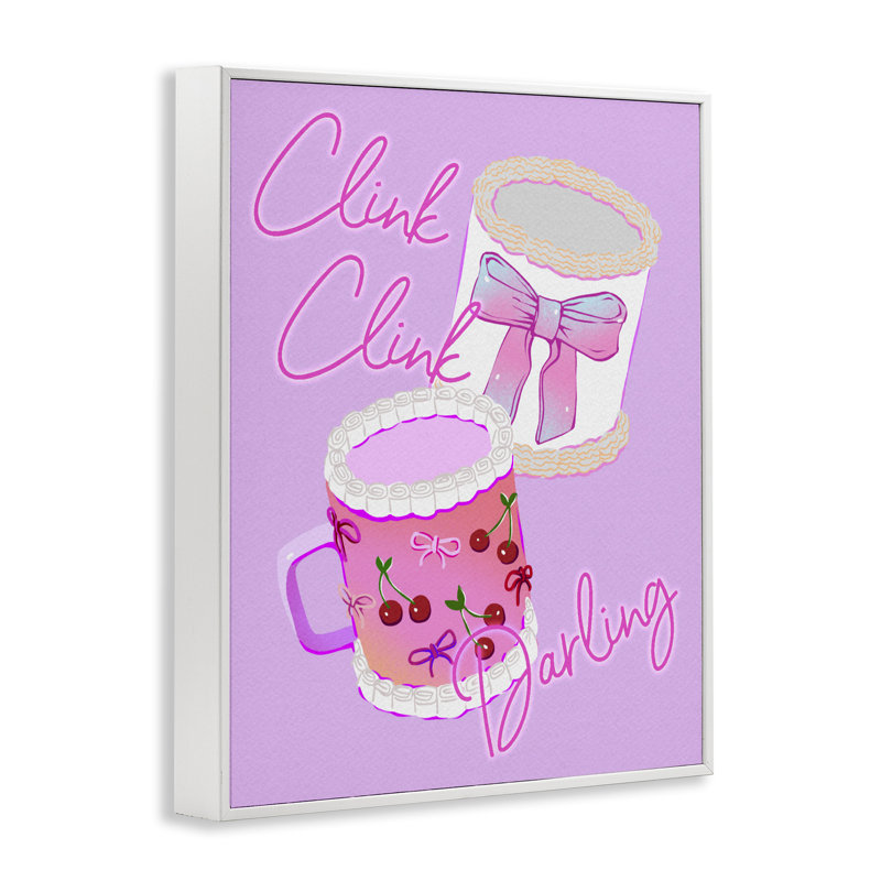 Tasse en cerisier Clink Darling, giclée, design par Ziwei Li, 30 x 24, Encadrement giclée blanc côtier
