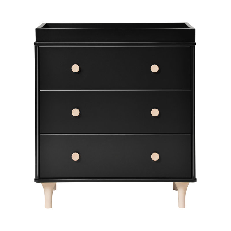 Lolly Convertible Standard Crib Nursery Furniture Set, Black/Washed Natural