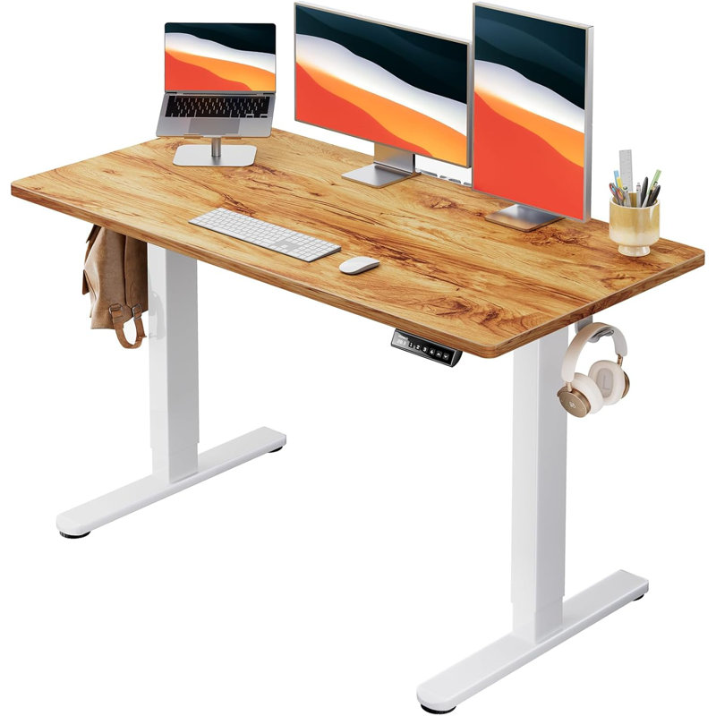 Electric Standing Desk, Adjustable Height Computer Desk, Black, 46.5" H x 59.1" W x 23.6" D