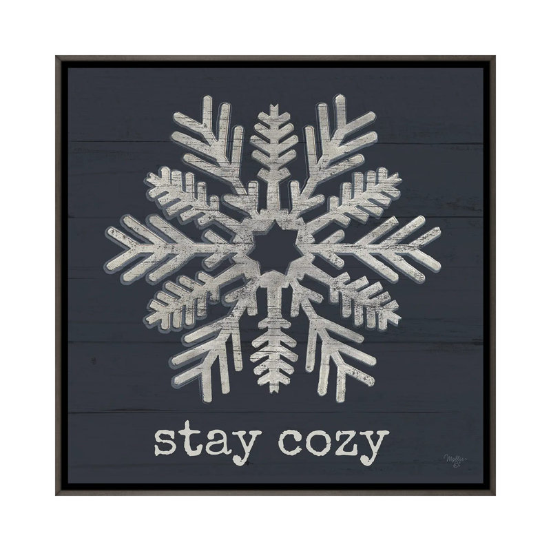 «Stay Cozy Snowflake», reproduction d'art sur toile encadrée, H 26 po x l 26 po, Grey