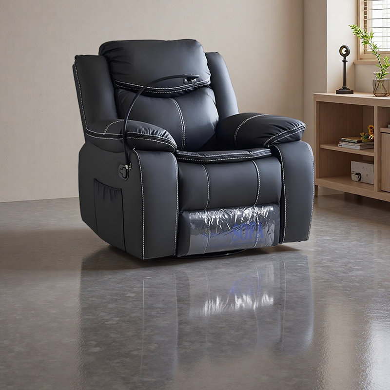 Fauteuil inclinable ergonomique de luxe avec rangement, Noir