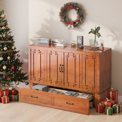 Grand lit escamotable avec USB et 2 tiroirs