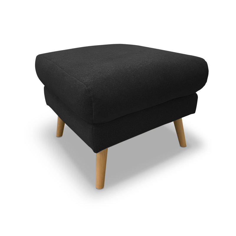 Rock 66Cm Wide Square Footstool Ottoman, Black