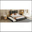 Lit tapissier avec lit gigogne et 2 tiroirs, lit plateforme moderne avec décoration dorée, veilleuse et chargeur USB-1107568334