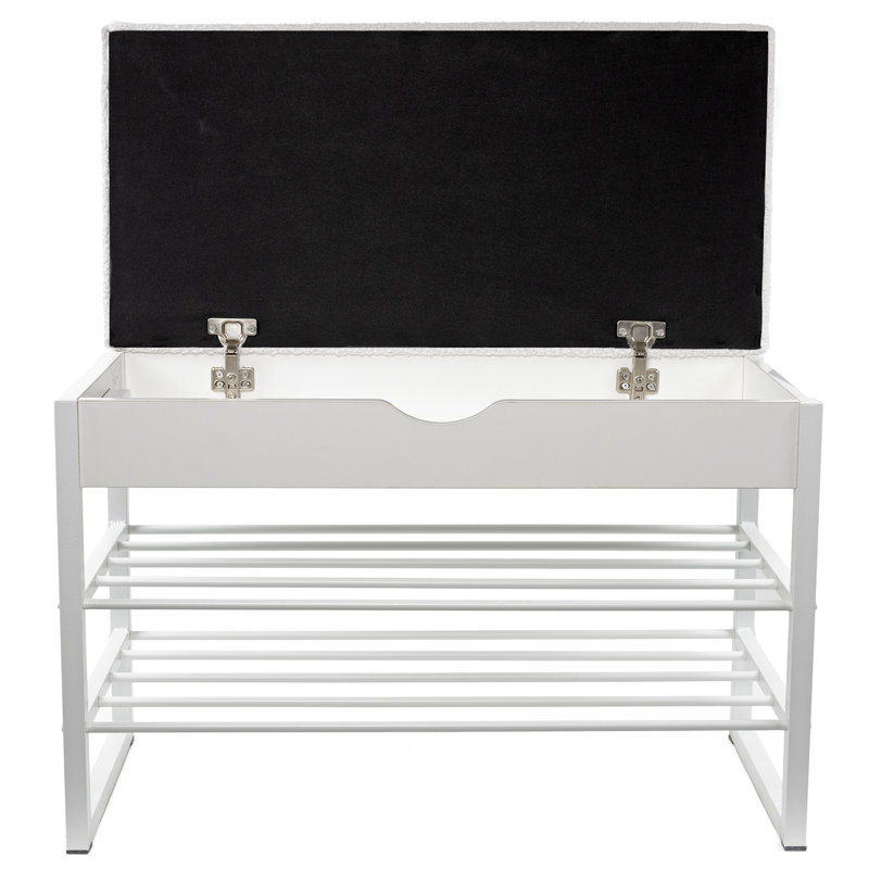 Upholstered Modern Versatile Storage Bench with Charging Station for Entryway, Bedroom and Living Room With Rack for Shoes and Sneakers