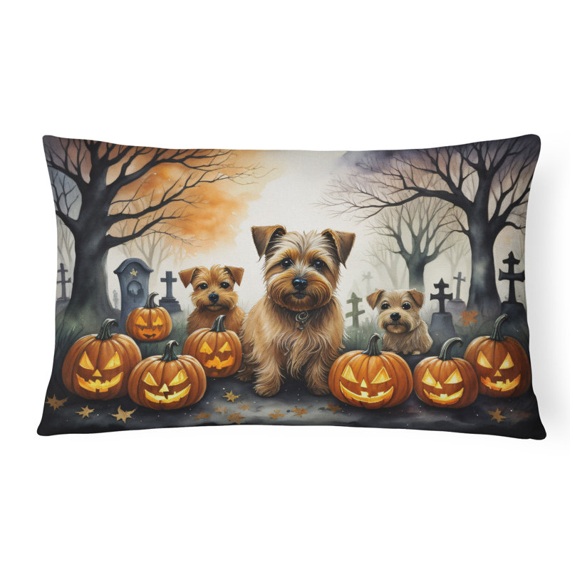 Coussin Norfolk Terrier Spooky Halloween