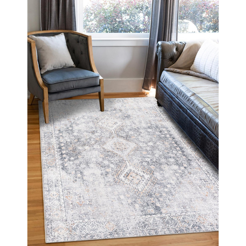 Tapis Akash Thorine, Gris, Rectangle 4 pi 1 po x 6 pi 1 po