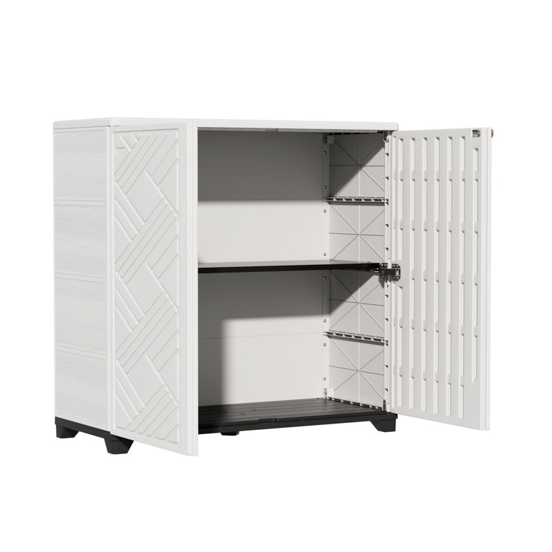 Decksplore 75 Gallons Diamond-Shaped Outdoor Storage Cabinet with Shelf, White