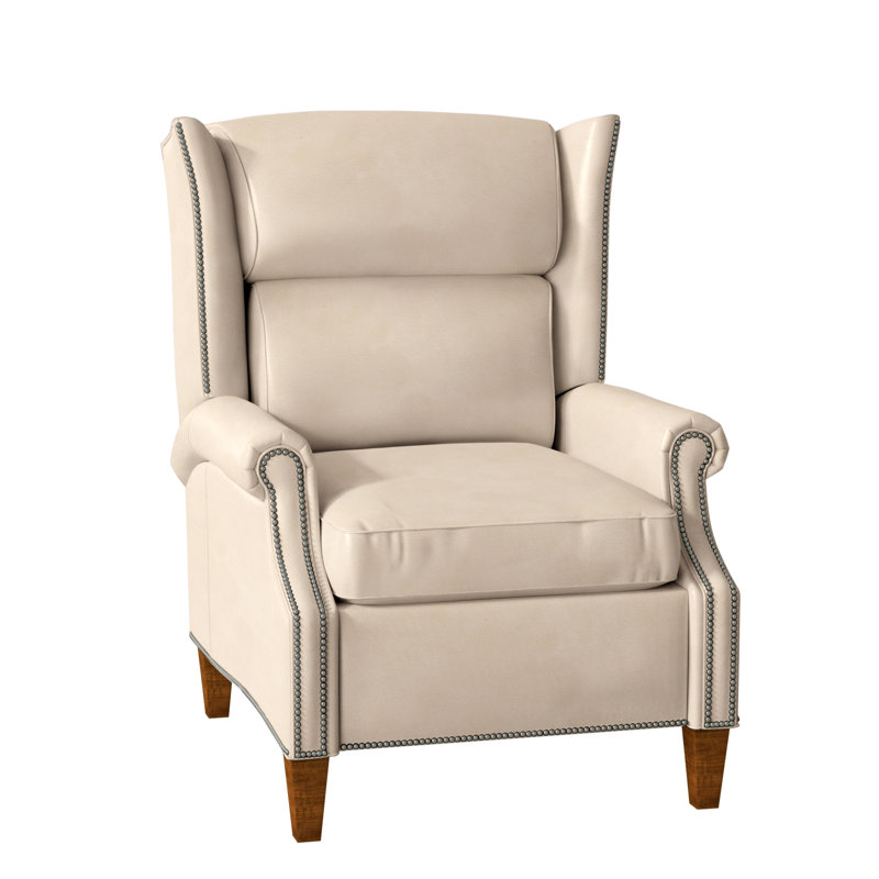 Broderick Recliner, #9 Pewter, Aline Light Gray Stonewash Genuine Leather, New Classiques