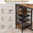 Alaura 3-Piece Brown/Black Counter Height Dining Table Set with Storage Shelves, Wine Rack & Upholstered Bar Stools – Small Space Kitchen Table Set, Breakfast Nook Pub Dining Set-1198489523