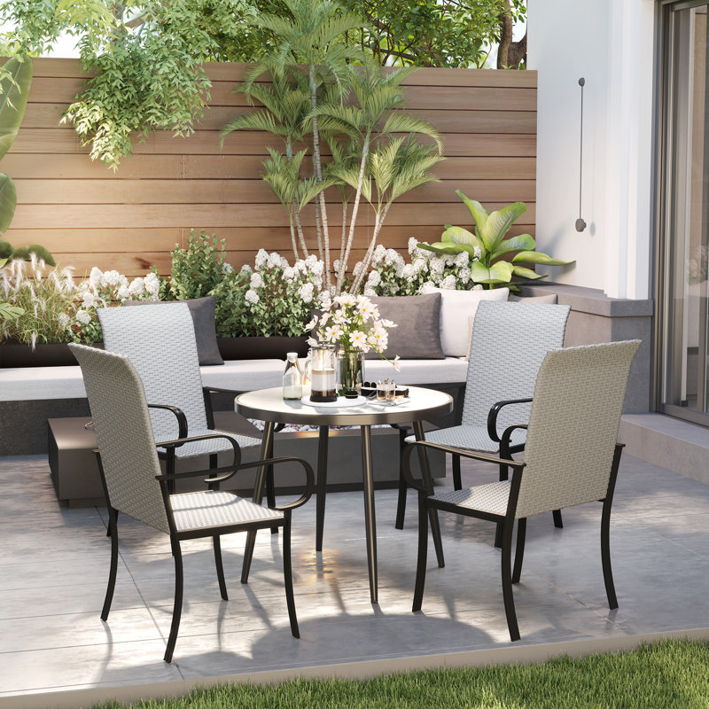 Chaises de salle à manger de confort de patio, fauteuils modernes en rotin d'acier pour la maison