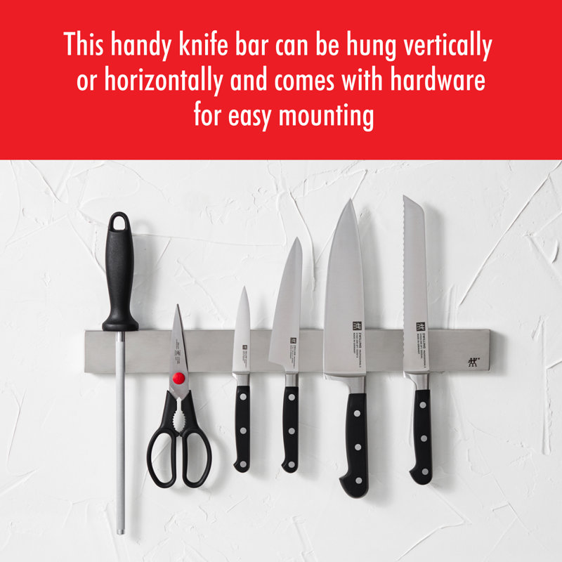 Zwilling Professional "S" 7-piece Knife Set With 17.5" Stainless Magnetic Knife Bar