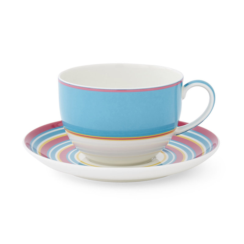10 Oz Breakfast Cup & Saucer, Turquoise