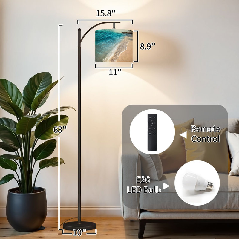 Lampe sur pied à arc avec abat-jour réglable Soft Wave