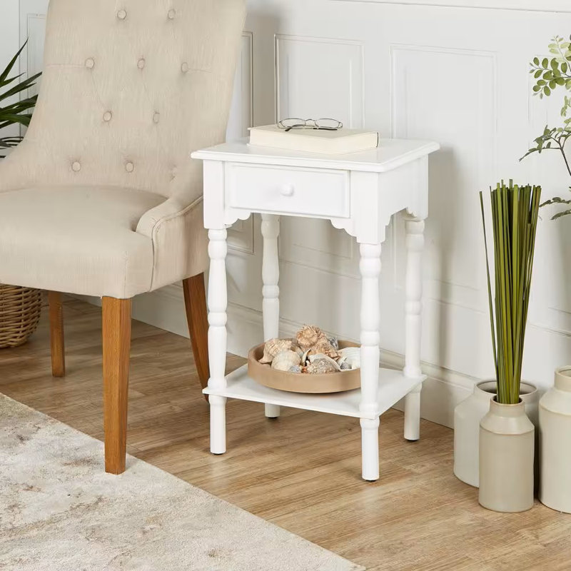Winston Porter Shomari 1-Drawer Accent Table, Satin White
