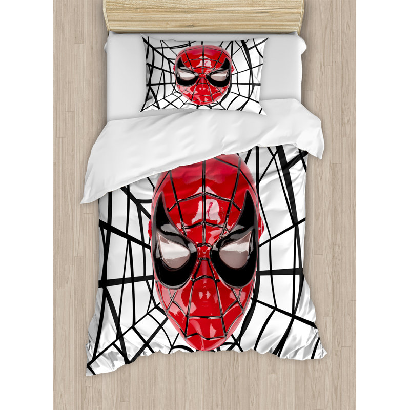 Ensemble de housse de couette moderne et contemporaine en microfibre rouge / noir, Simple