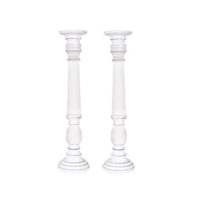 2 Piece Wood Pillar Set