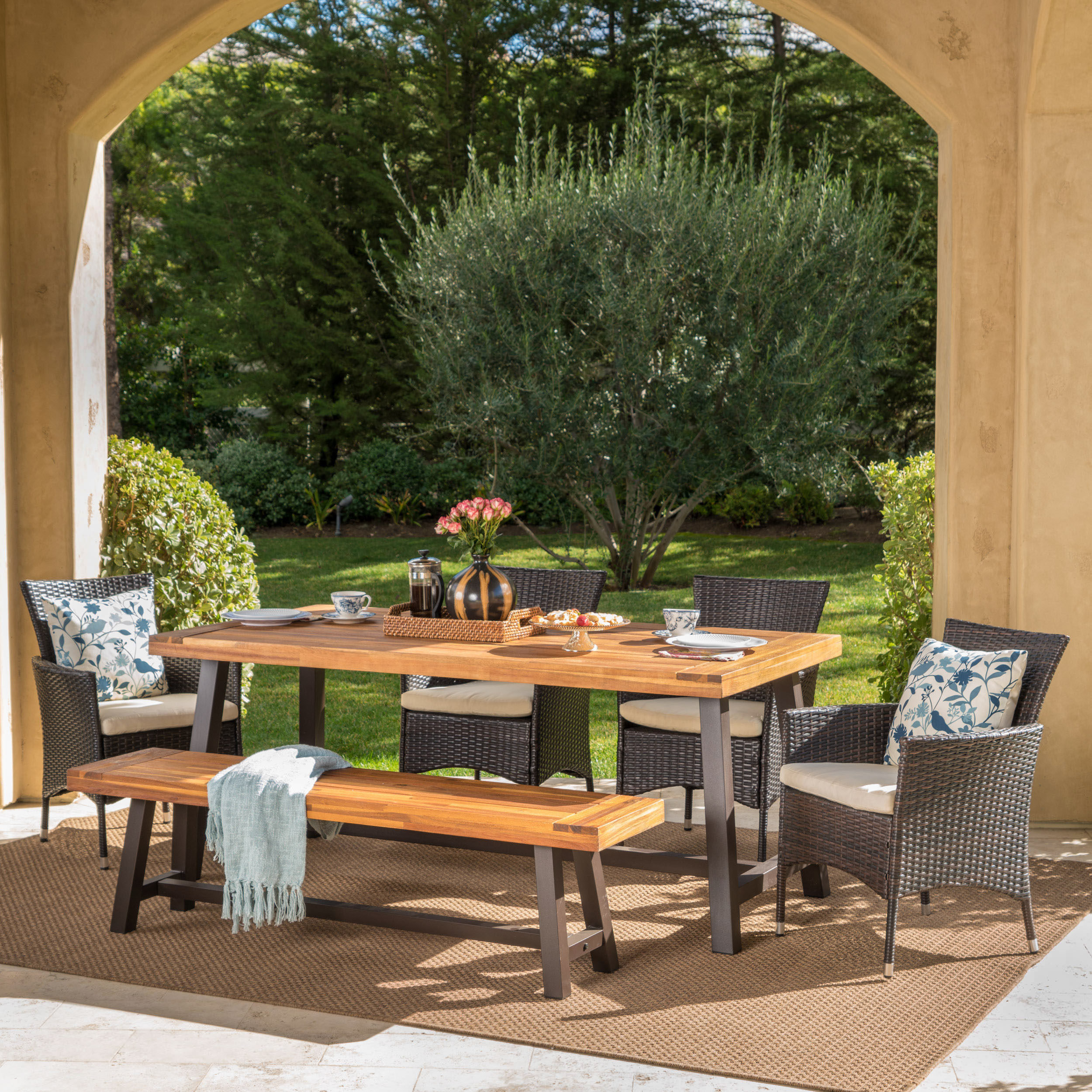 Latitude Run® Lebo Rectangular 6 - Person 71" Long Dining Set with Cushions & Reviews | Wayfair