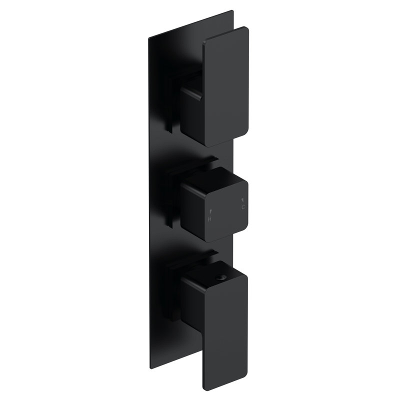 Triple Concealed Thermostatic Shower Valve, Matt Black