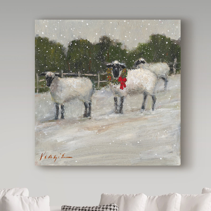 «Sheep in Snow», impression sur toile tendue, H 35 po x l 35 po x P 2 po
