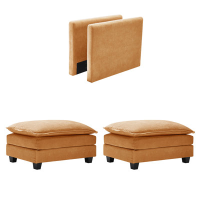 Mancilla 146.5" Modern 6 Seat Chenille U Shaped Modular Sectional Sofa With Two Ottomans