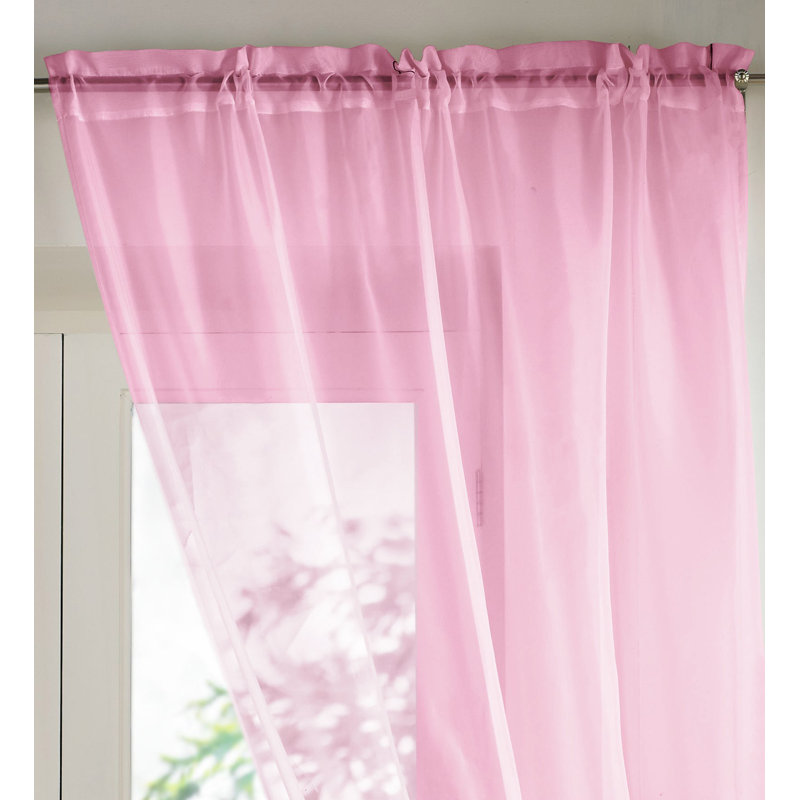 Billerica Sheer Curtain Single Panel, 145 W x 137 D cm, Pink