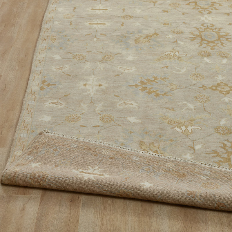 Ember Beige Hand-Knotted Wool Oriental Area Rug, Rectangle 8' x 10'
