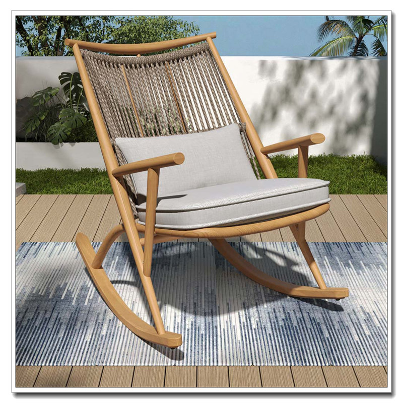 Chaise berçante d'extérieur en rotin PE
