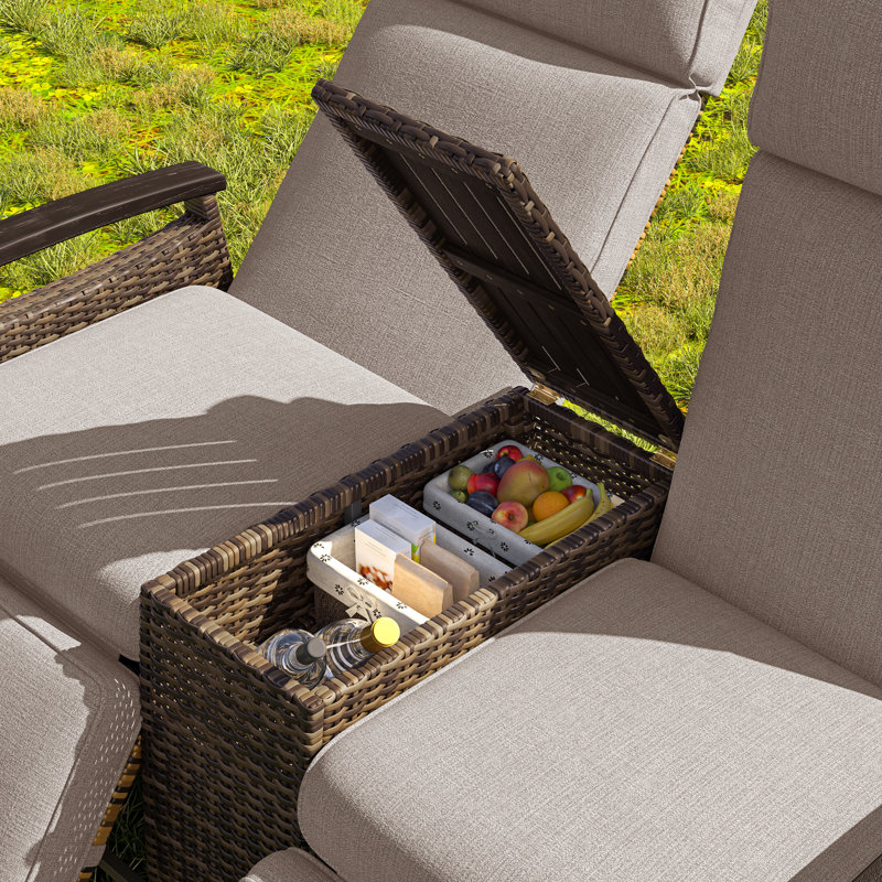 Causeuse inclinable avec table de rangement Hank, Brun, Brun