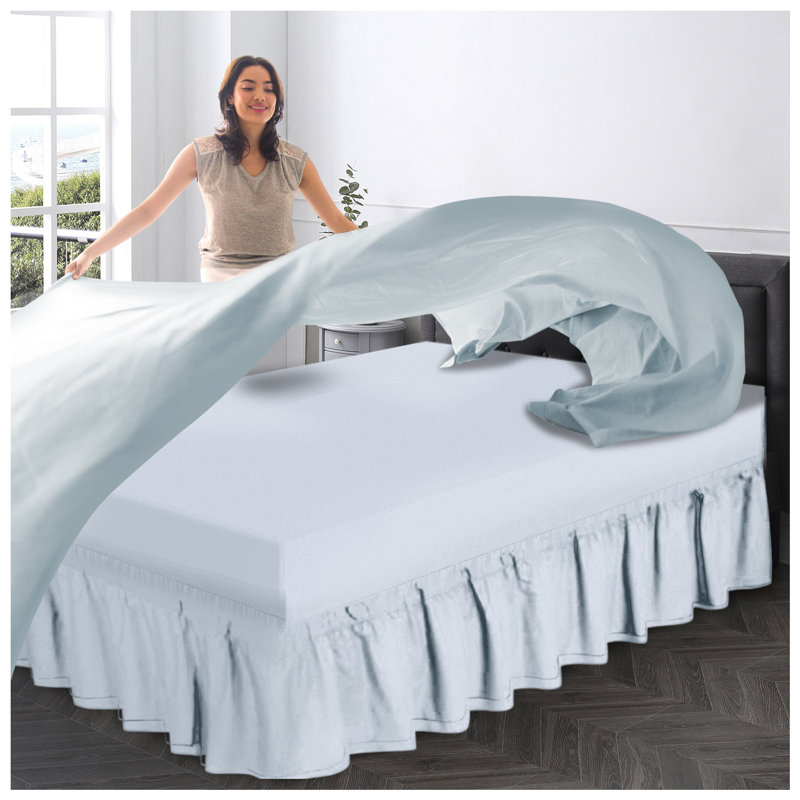 Premium Cotton Blend Plain Dyed Valance Sheet | Soft Durable and Breathable Luxury Bed Sheet for Ultimate Comfort, Sky Blue