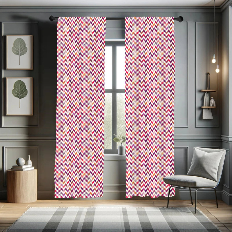 Geometric Semi-Sheer Rod Pocket Curtain Panels, 28" x 84"