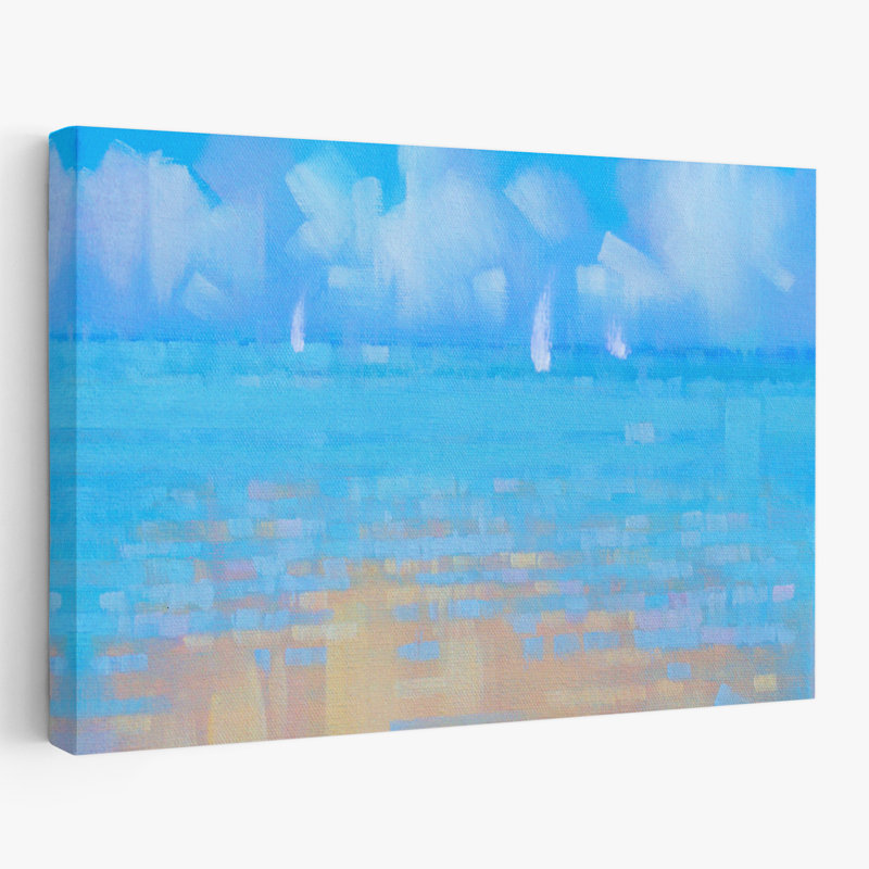Playa 16 - paysages côtiers, plages, nuages, Europe, océan méditerranéen, art, H 16 po x l 24 po