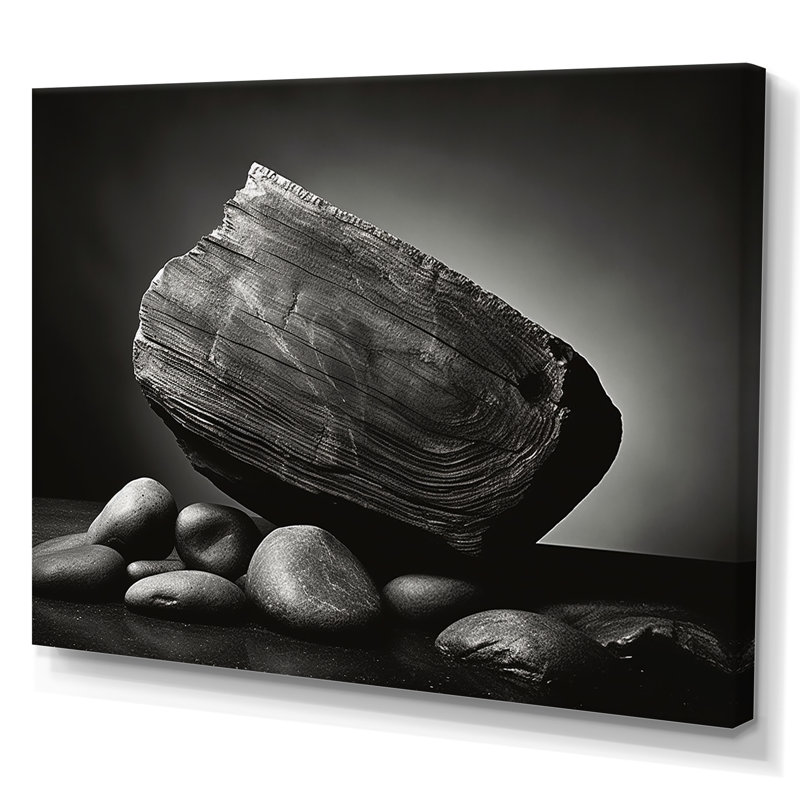 «Grey Stones Scenery Minimalisme», art mural sur toile en géode de pierre, Toile tendue, H 12 po x l 20 po x P 1 po