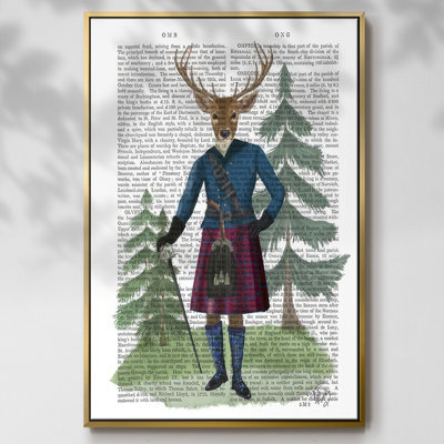 Scottish Deer Laird Tam OShunter, complet, reproduction de livre encadrée sur toile