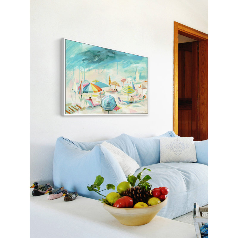 « french riviera », reproduction de peinture à l’acrylique encadrée sur toile, H 20 po x l 30 po x P 1,5 po