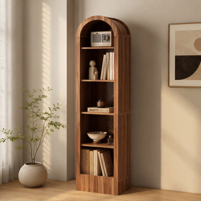 67"H 5-Tier Small Arched Storage Bookcase