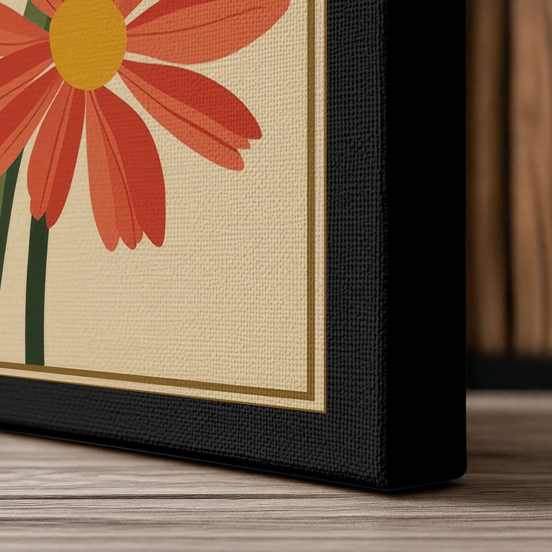 Daisy Specimens Study Botanical - Wrapped Canvas, 36x24 - 91.4 x 61.0 cm, Black Border
