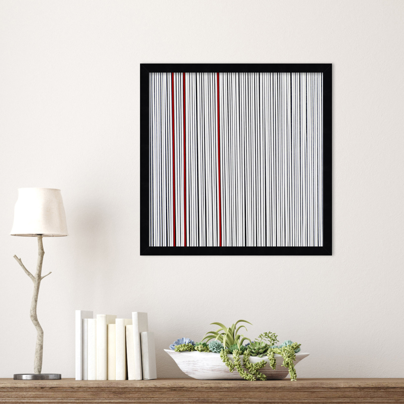 Mostly White Print by Alex Dunn, Black, 13" H x 13" W x 1" D
