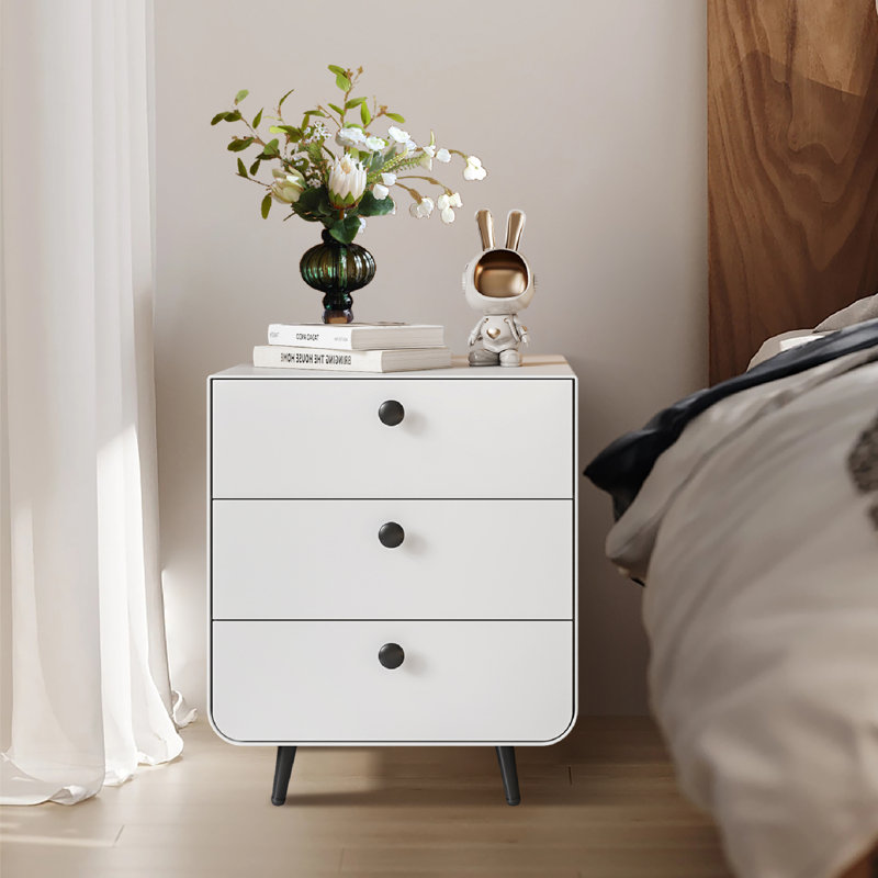 Table de chevet en bois manufacturé Jokelien, Blanc