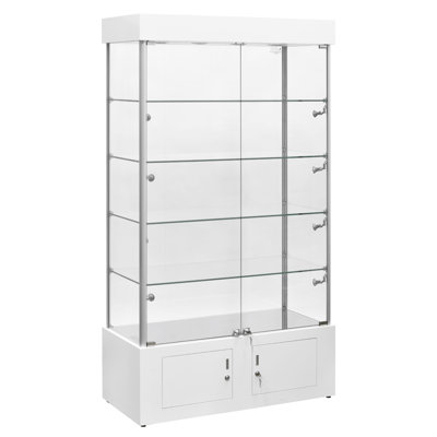 73" H X 40" W - Aluminum Framed Glass, LED Lit Retail Wall Display Case | Fully Assembled