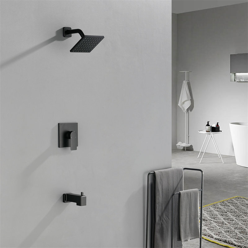 Complete Shower System with Rough in-Valve, Matte Black