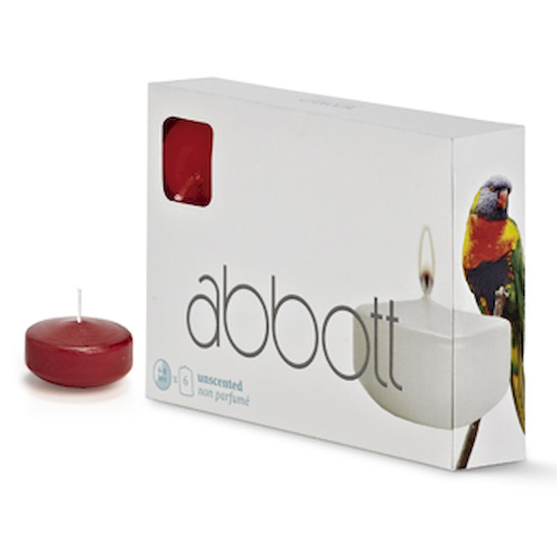 Ensemble de 6 bougies flottantes rondes, Rouge, 6