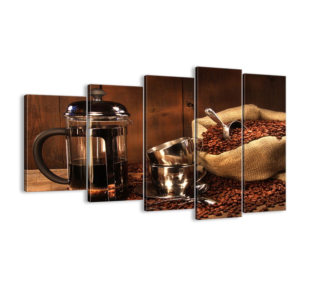 5-tlg. Leinwandbilder-Set - Fotografie „Coffee Charm - Aroma and Taste”