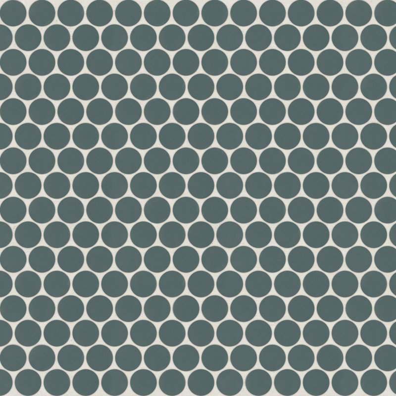 Carreau de mosaïque rond en porcelaine matte 3/4 po x 3/4 po Marin, Bleu sarcelle océanique